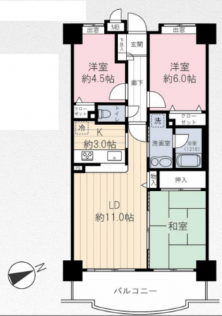 朝霞市膝折町、マンションの間取り画像です