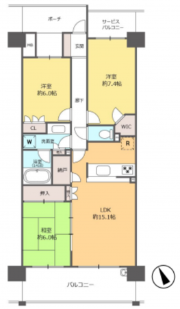 朝霞市朝志ケ丘、マンションの間取り画像です