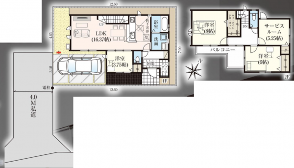朝霞市根岸台、新築一戸建ての間取り画像です