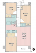 朝霞市膝折町、マンションの間取り画像です