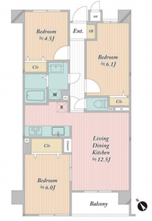 朝霞市膝折町、マンションの間取り画像です