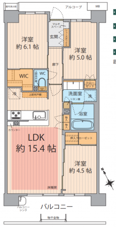 朝霞市幸町、マンションの間取り画像です