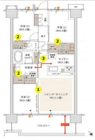 朝霞市根岸台、マンションの間取り画像です