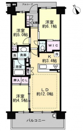 朝霞市幸町、マンションの間取り画像です