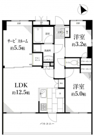 朝霞市本町、マンションの間取り画像です