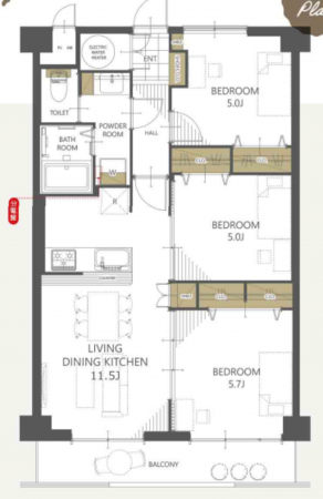 朝霞市根岸台、マンションの間取り画像です