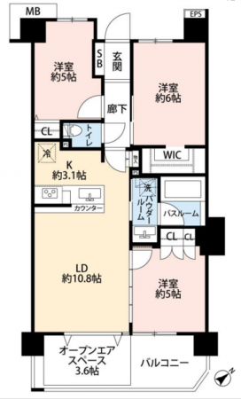 朝霞市根岸台、マンションの間取り画像です