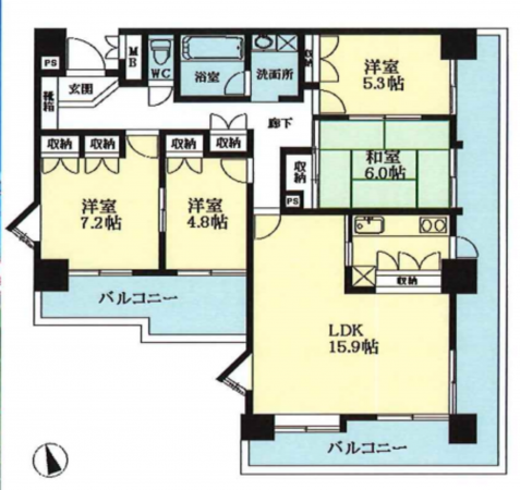 朝霞市岡、マンションの間取り画像です