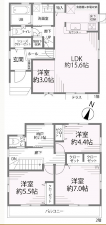 朝霞市宮戸、中古一戸建ての間取り画像です