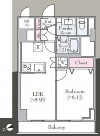 朝霞市栄町、マンションの間取り画像です