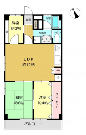 朝霞市栄町、マンションの間取り画像です