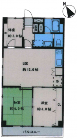 朝霞市栄町、マンションの間取り画像です