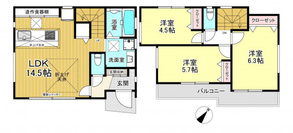 朝霞市根岸台、新築一戸建ての間取り画像です