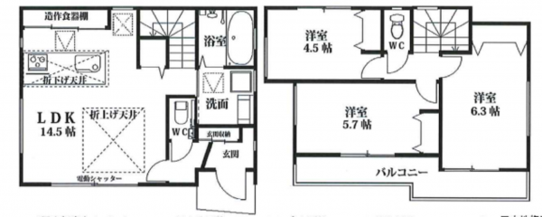 朝霞市根岸台、新築一戸建ての間取り画像です