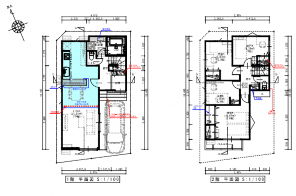 朝霞市三原、新築一戸建ての間取り画像です