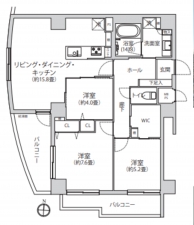 朝霞市三原、マンションの間取り画像です