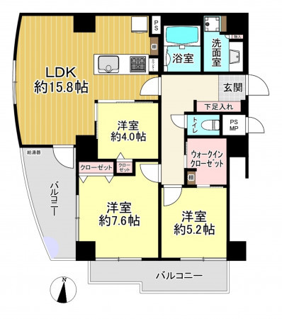 朝霞市三原、マンションの間取り画像です