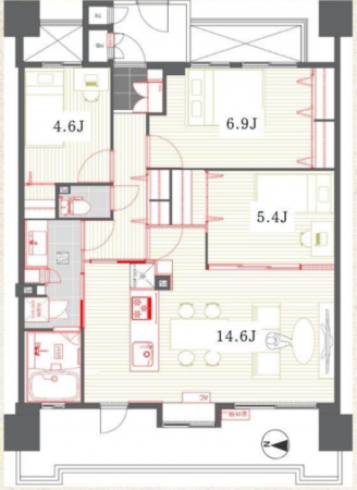 朝霞市三原、マンションの間取り画像です