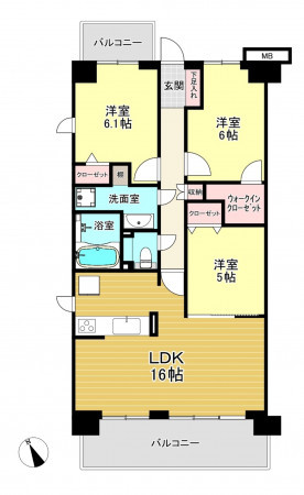朝霞市膝折町、マンションの間取り画像です