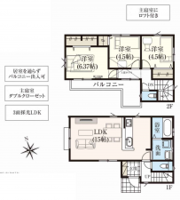 朝霞市根岸台、新築一戸建ての間取り画像です