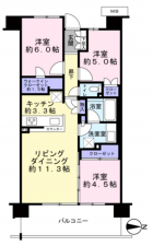 朝霞市根岸台、マンションの間取り画像です