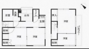 朝霞市宮戸、中古一戸建ての間取り画像です