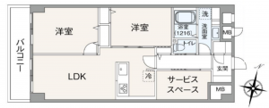 朝霞市栄町、マンションの間取り画像です