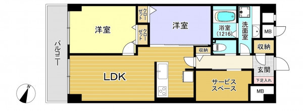 朝霞市栄町、マンションの間取り画像です