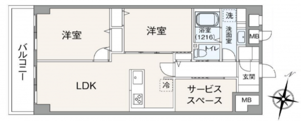 朝霞市栄町、マンションの間取り画像です