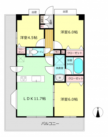 朝霞市泉水、マンションの間取り画像です