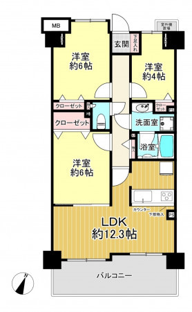 朝霞市栄町、マンションの間取り画像です
