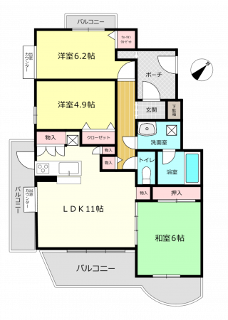 朝霞市泉水、マンションの間取り画像です