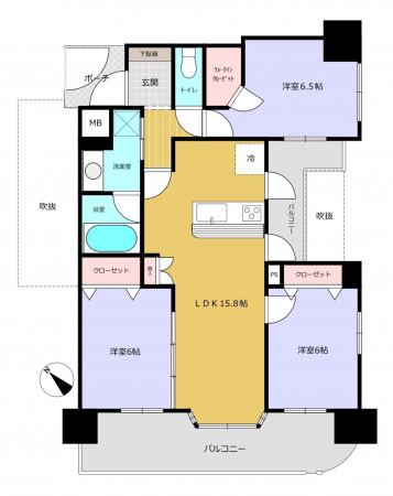 朝霞市西弁財、マンションの間取り画像です