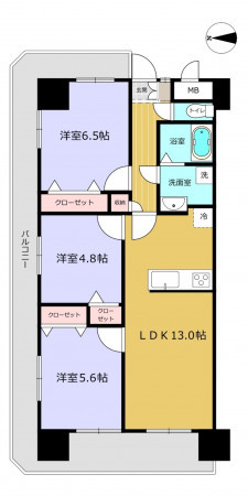 朝霞市栄町、マンションの間取り画像です