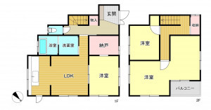 朝霞市泉水、中古一戸建ての間取り画像です