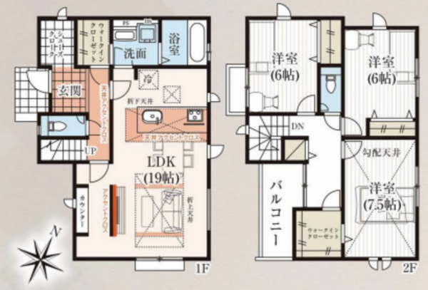 朝霞市三原、新築一戸建ての間取り画像です