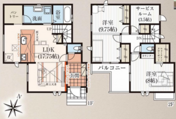 朝霞市三原、新築一戸建ての間取り画像です