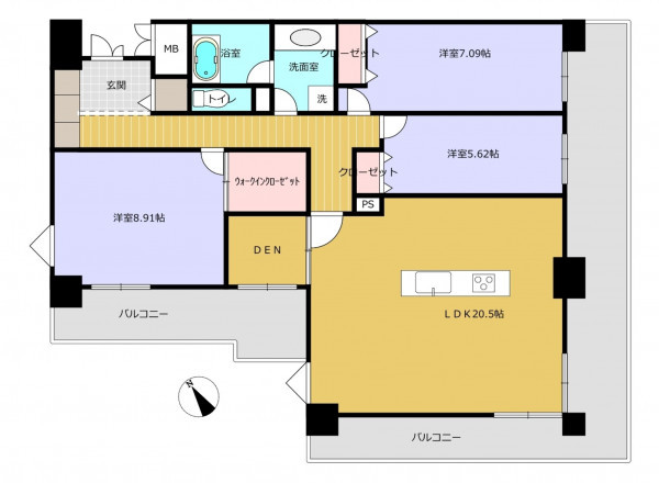 朝霞市岡、マンションの間取り画像です