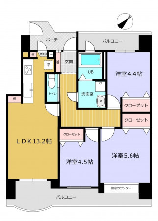 朝霞市泉水、マンションの間取り画像です