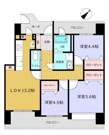 朝霞市泉水、マンションの間取り画像です