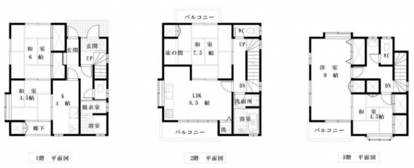 朝霞市栄町、中古一戸建ての間取り画像です