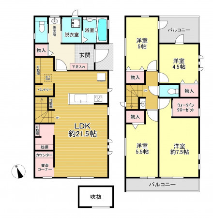 朝霞市本町、新築一戸建ての間取り画像です