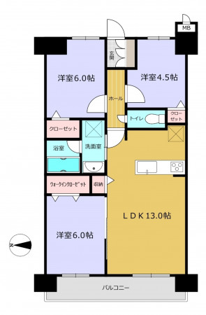 朝霞市三原、マンションの間取り画像です