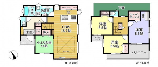 朝霞市岡、新築一戸建ての間取り画像です