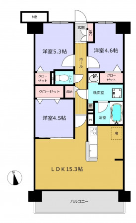 朝霞市膝折町、マンションの間取り画像です