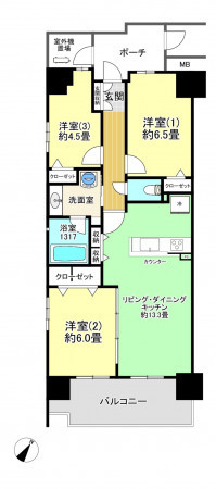 朝霞市東弁財、マンションの間取り画像です