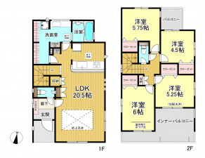 朝霞市栄町、新築一戸建ての間取り画像です