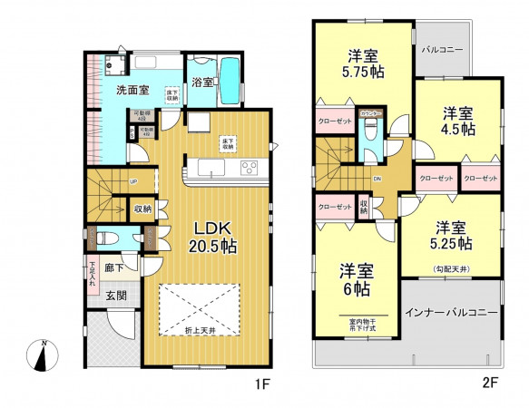 朝霞市栄町、新築一戸建ての間取り画像です