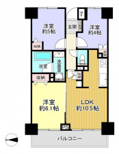 朝霞市三原、マンションの間取り画像です