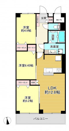 朝霞市栄町、マンションの間取り画像です